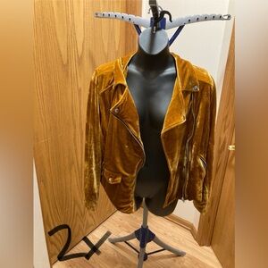 Forever 21 velvet mustard yellow moto jacket